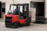 Pneumatic internal-combustion forklift for propane and diesel comparison